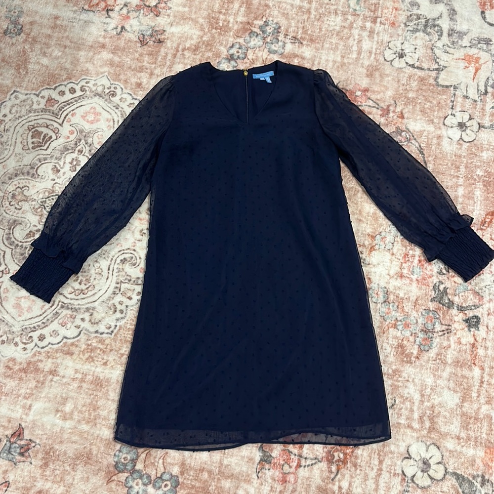 Draper James womens XS navy long sleeve dress, 100% polyester